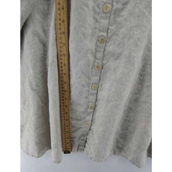 Flax Dress XL Linen Tunic Shirt Button Up Lagenlook Cottagecore * - Picture 4 of 14